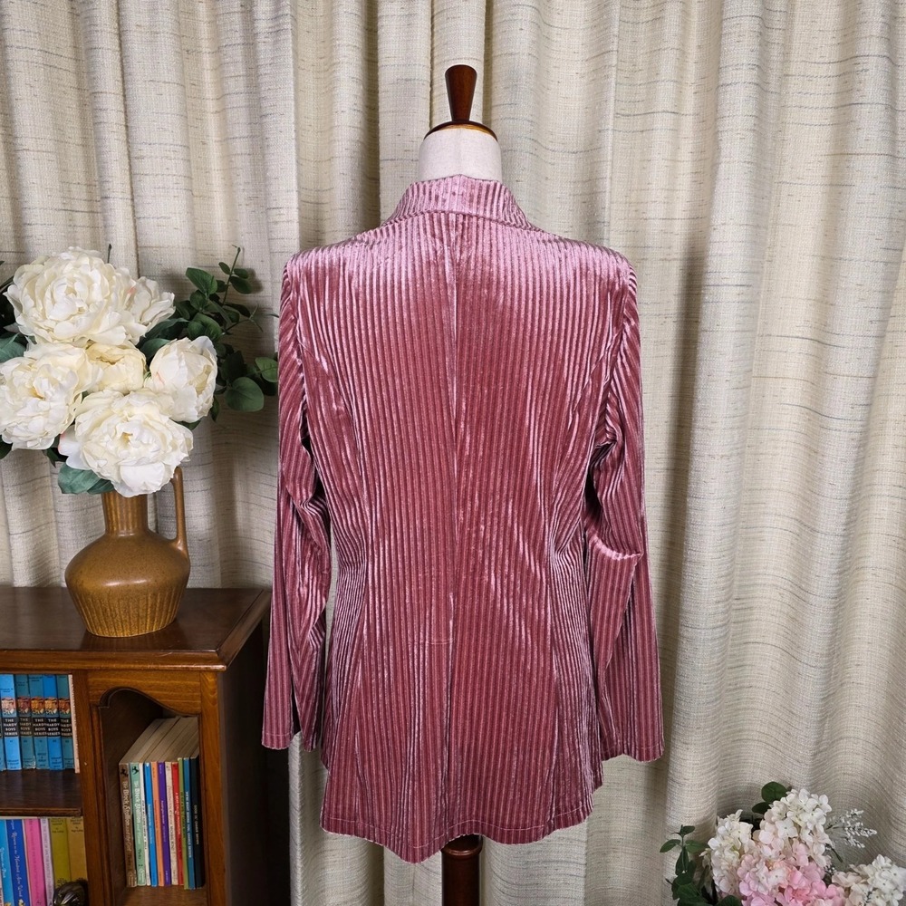 Light Pink Velvet Blazer Boho Romantic Coquette Fairy Size Large - Picture 7 of 16